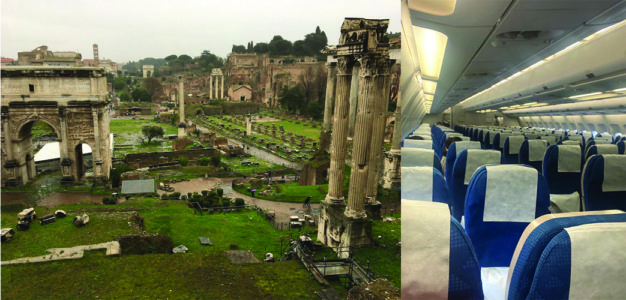 Scenes from a conference: The Roman Forum was empty. The airport was empty. Two weeks later, most of Canada was going into lockdown as the virus swept through our country too. Photo: Steven Woodley.