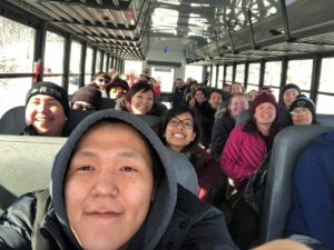 Randy Anowtalik of Arviat takes a selfie on a bus with fellow participants of the Canadian Wilderness Stewardship Program in Ottawa in February 2020