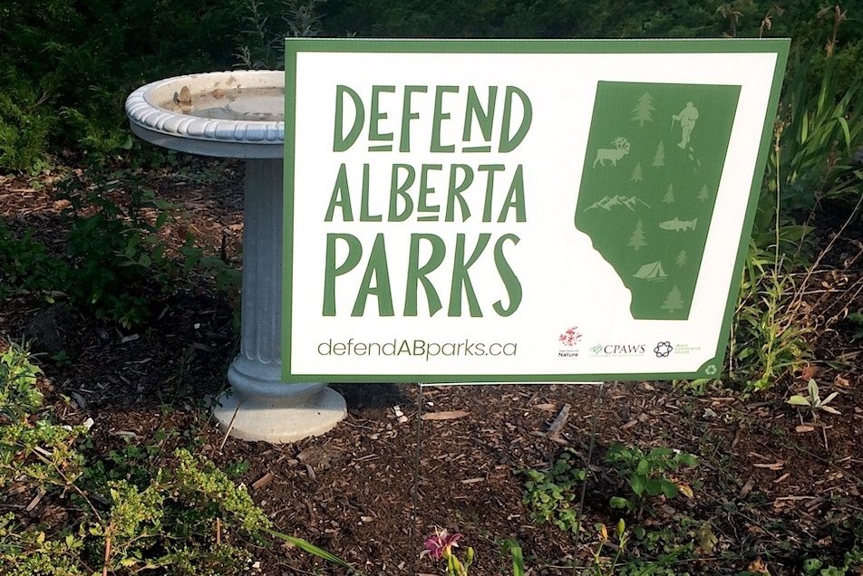 CPAWS NAB Defend Alberta Parks lawn sign