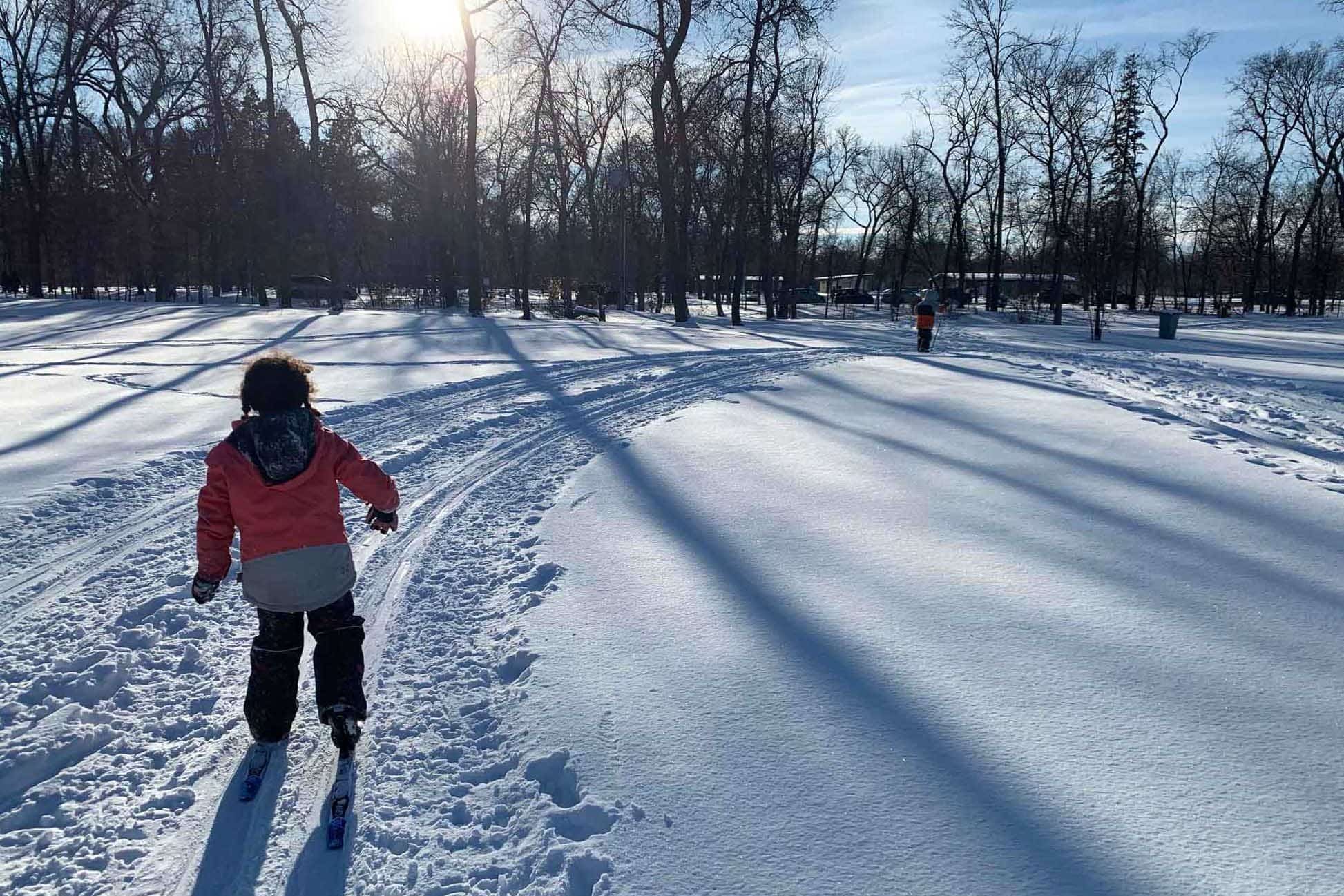 Child cross-country skiing