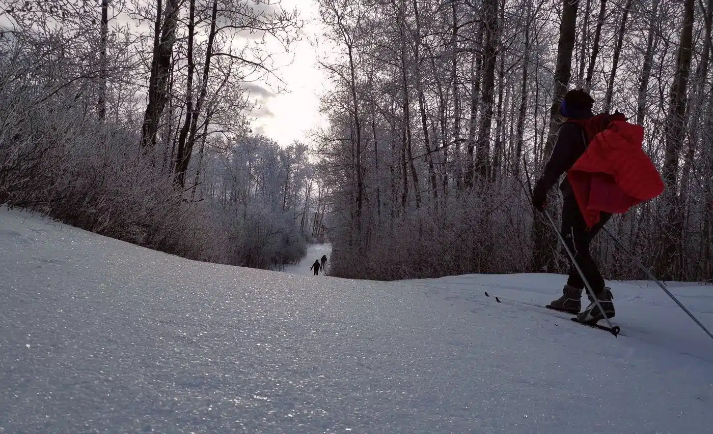 Cross-country skiing in Turtle Mountain Provincial Park