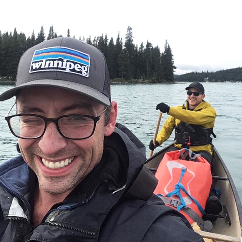 Two people in a canoe