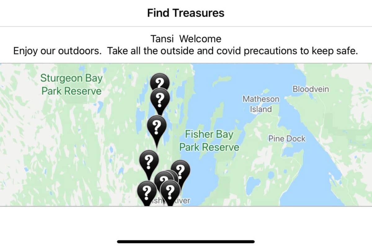 A map on the app treasure hunt app TurfHunt.