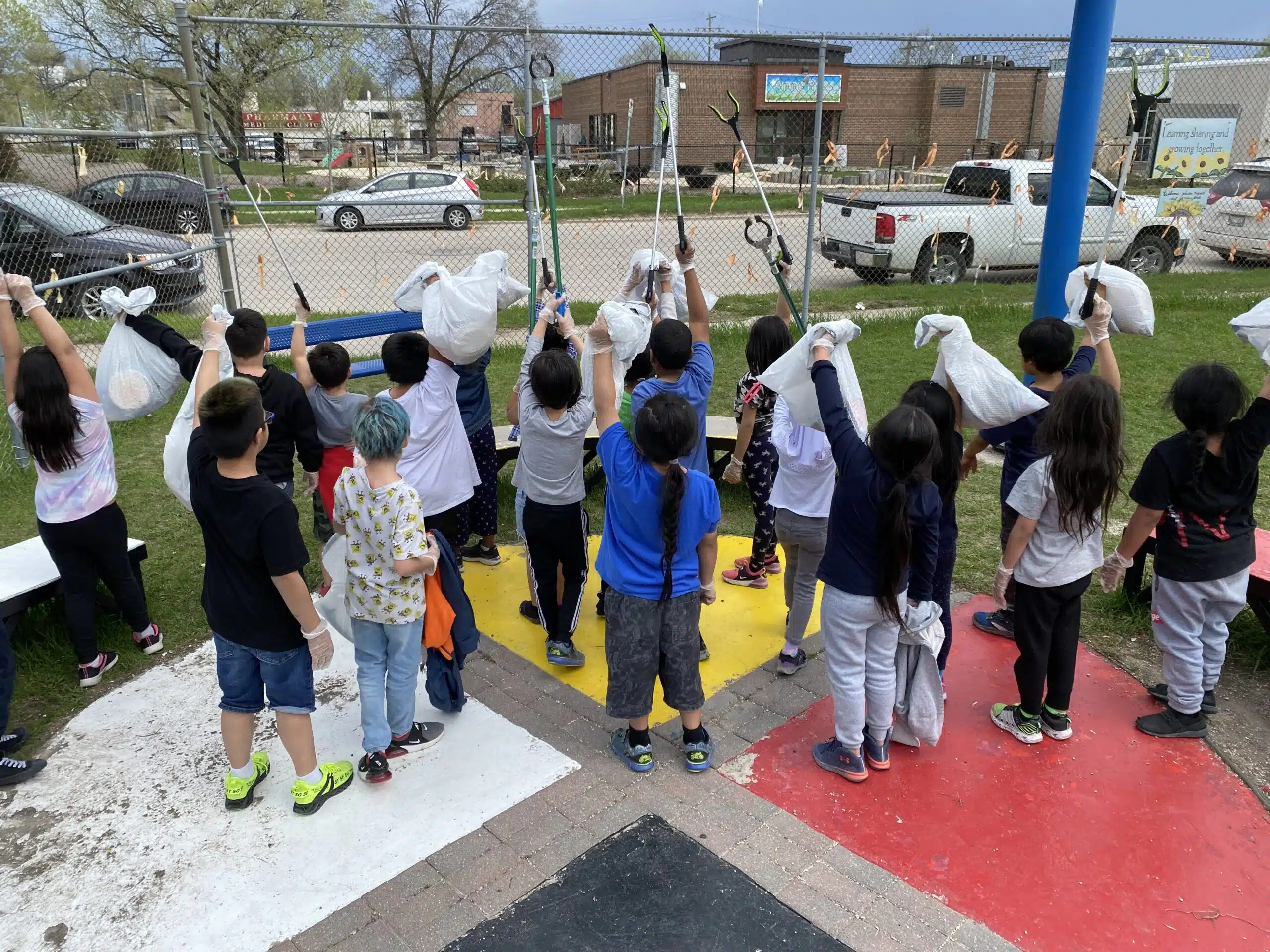 Students cleaning up their neighbourhood as part of the CPAWS School Litter Clean Up.