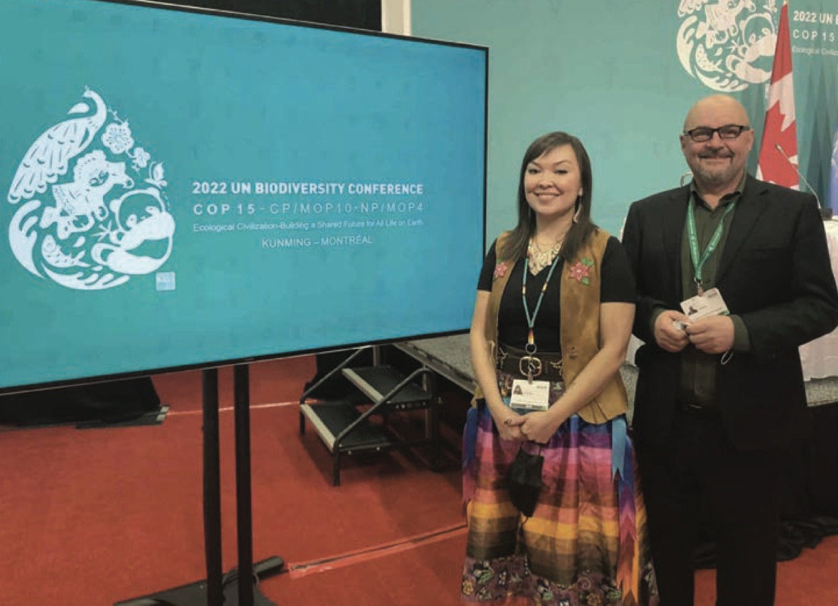 Stephanie Thorassie and Ron Thiessen at the COP15 in Montréal, in 2022