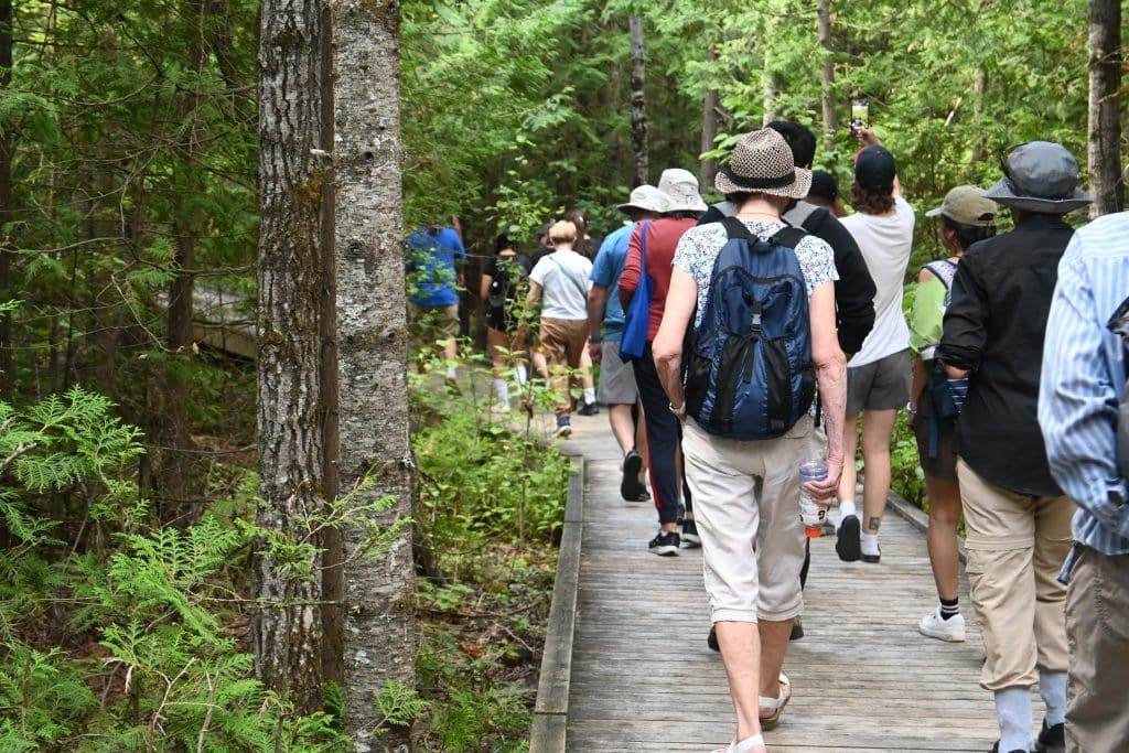 Hikers at CPAWS Manitoba’s Brokenhead Interpretive Trail hike 